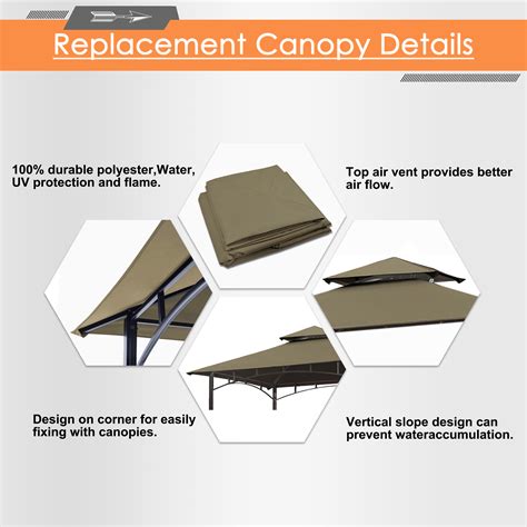 Euromax 5x8 Grill Gazebo Replacement Canopy Double Tiered Bbq Canopy