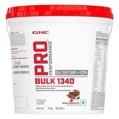 Gnc Pro Performance Bulk 1340 Mass Gainer 4 Kg 50 Gm Protein Double Chocolate Protein