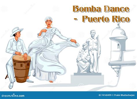 Couple Performing Bomba Dance of Puerto Rico Stock Vector ...