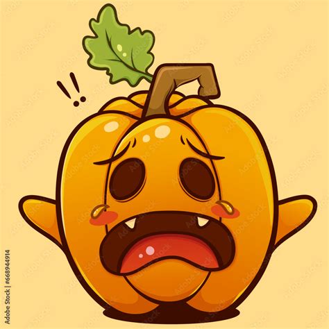 Illustration Of A Halloween Pumpkin Character With A Scared Expression And On An Isolated