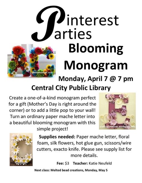 April S Pinterest Party Is All About Blooming Monograms At The Central