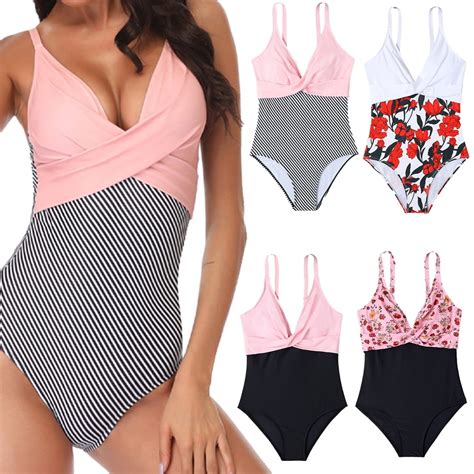 Kkkded One Piece Bikini Swimsuits For Womens Colour Block Fashion Bathing Suit Summer