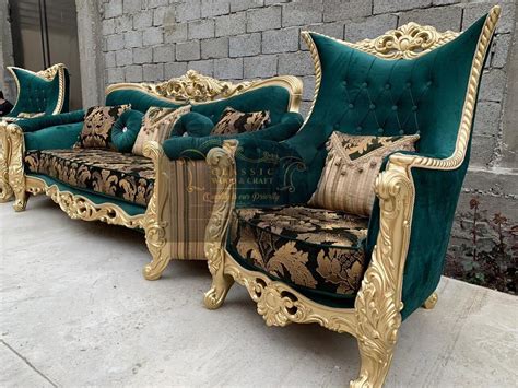 Buy Classic Wood Craft The Royal Maharaja Seater Sofa Set In Teak