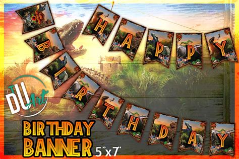 Jurassic World Camp Cretaceous Banner Jurassic Park Banner Happy Birthday Darius Brooklynn