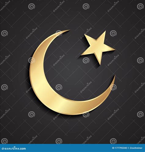 Estrella Y Luna Creciente S Mbolo Religioso Del Islam Dorado D