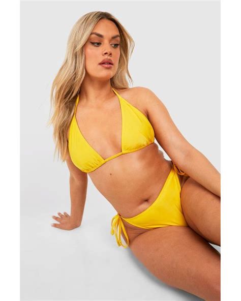 Boohoo Plus Triangle Bikini Set In Orange Lyst