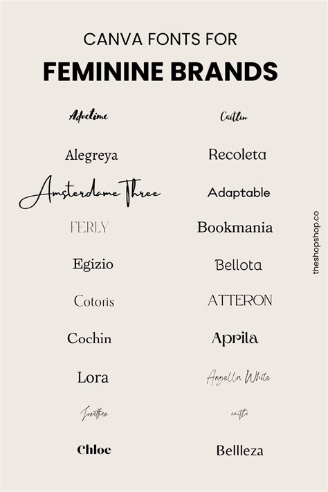 20 Canva Fonts for Feminine Brands - Lynchburg Marketing Agency ...