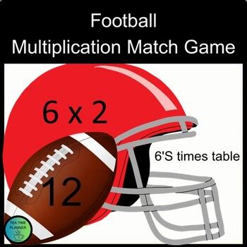 Football Multiplication Match Game By Tea Time Planner Tpt