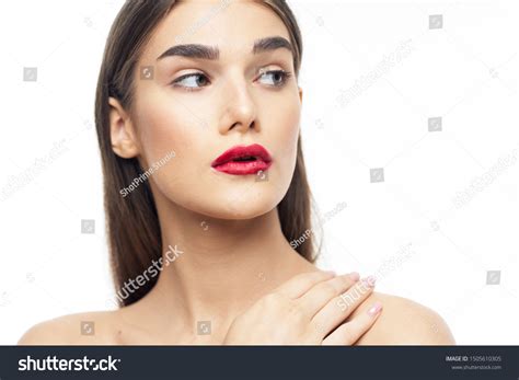 Beautiful Woman Naked Shoulders Lipstick Health Stock Photo 1505610305 Shutterstock