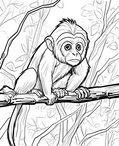 Premium Photo | A drawing of a monkey sitting on a branch in a tree ...