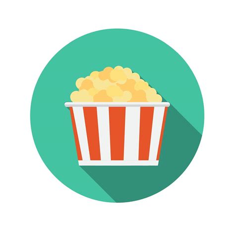 Flat Design Concept Popcorn Icon Vector Illustration With Long Shadow