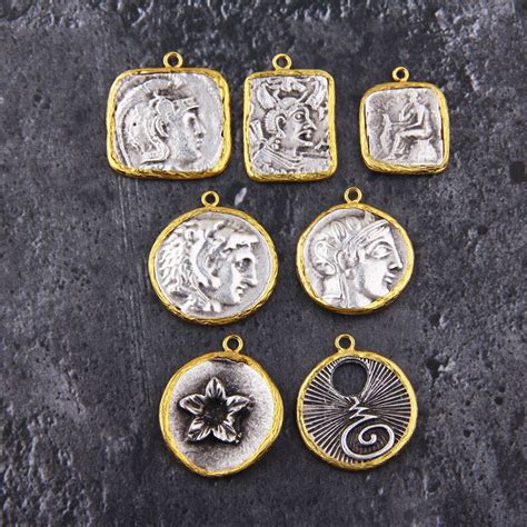 Ancient Greek Coin Replica Coin Pendant Gold Frame Coin 1 - Etsy