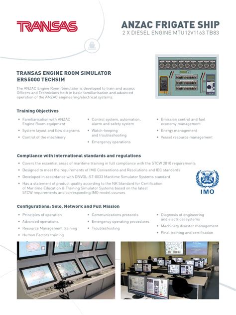 Anzac Frigate Ship Transas Engine Room Simulator Ers 5000 Techsim