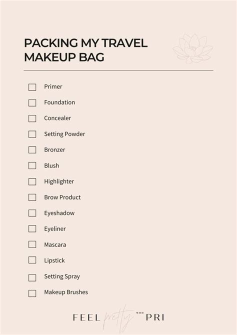 Travel Makeup Packing List Saubhaya Makeup