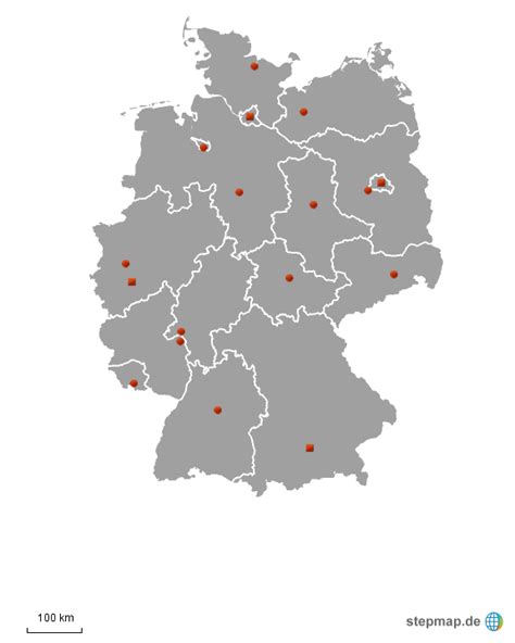 StepMap Deutschland Bundesländer und Nachbarländer Landkarte für