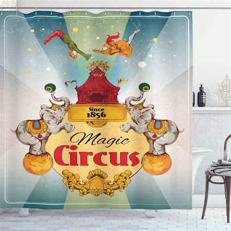 INPERCUST Vibrant Bathroom Décor Retro Big Top Shower Curtain with