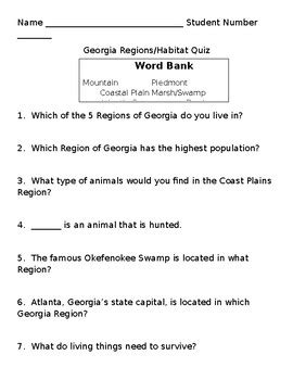 Georgia Regions Quiz by Simply Teaching 3rd Grade | TpT