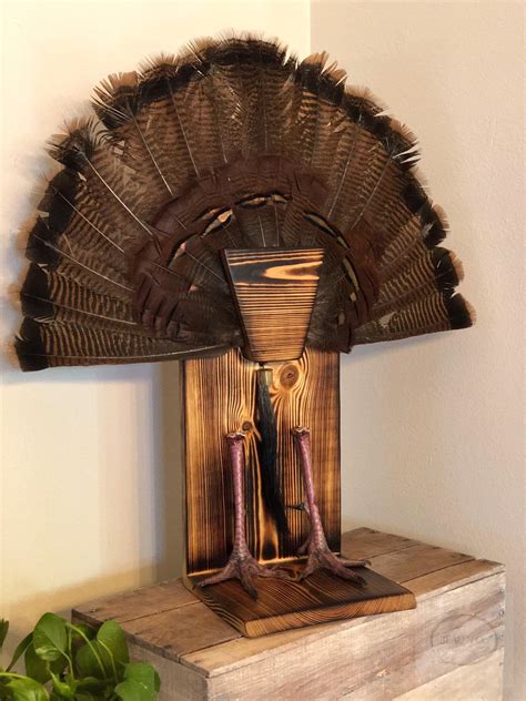 Burnt Scorched Wood Stand Up Table Top Turkey Fan Beard Spurs Etsy