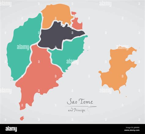 Sao Tom Et Principe La Carte Avec Les Tats Et Les Formes Rondes