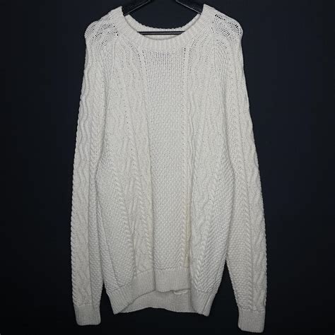 Modern Abercrombie Fitch Cable Knit White Sweater Depop