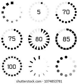 Circle Loading Progress Bars Collection Set Stock Vector Royalty Free