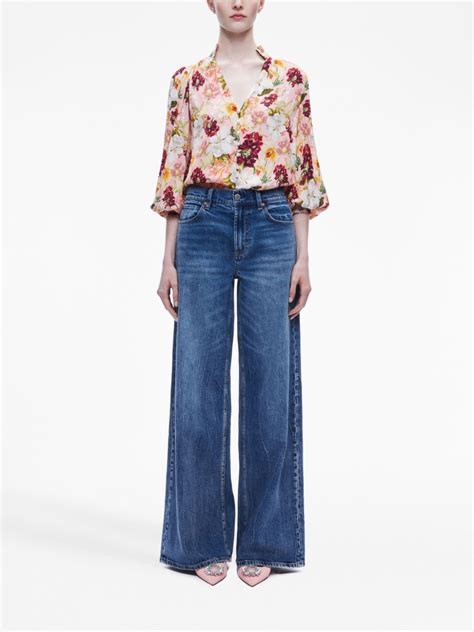 Alice Olivia Reilly Floral Print Satin Blouse Farfetch