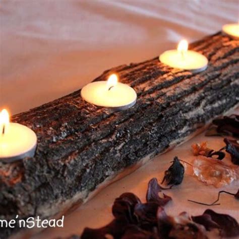 Log Candle Holder Rustic Wedding Woodsy Table Decor Etsy