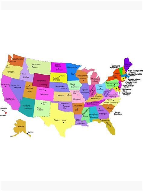 "United States Map With Capitals (Fixed)" Poster for Sale by ShinNuno ...