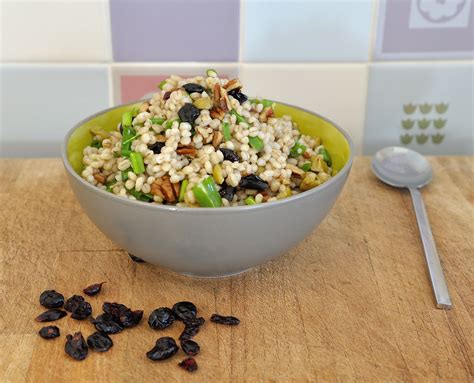 Wheat Barley Salad with Cranberries, Pecans, and Olives