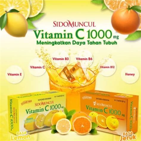 Sidomuncul Minuman Vitamin C Serbuk Isi Sachet Lemon Dan Orange