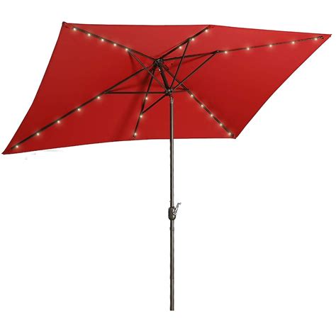 Cesicia 10 Ft Aluminum Red Market Patio Umbrella With Lights In The Patio Umbrellas Department