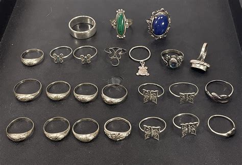 Lot - (20+) Sterling & Silver Rings Size (4.5-10.5)