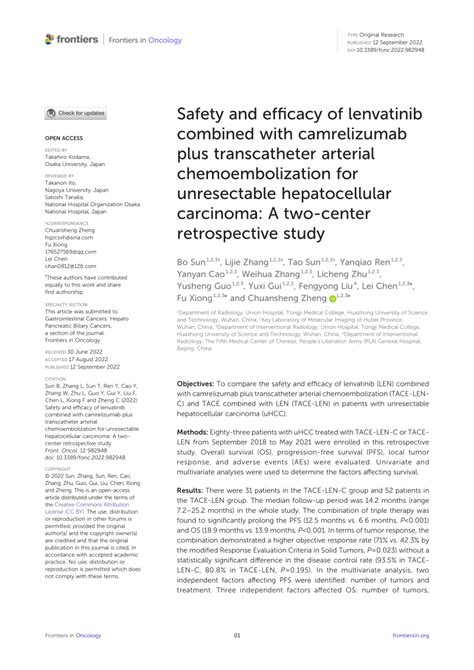 Pdf Safety And Efficacy Of Lenvatinib Combined With Camrelizumab Plus