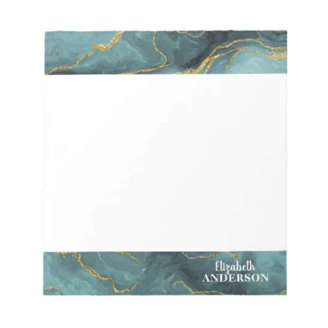 Elegant Teal Blue Agate Geode Marble Monogram Notepad Zazzle