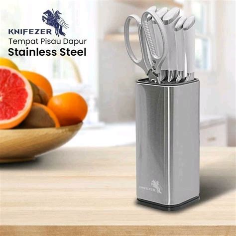 Jual KNIFEZER Tempat Pisau Dapur Stand Knife Holder Stainless Steel