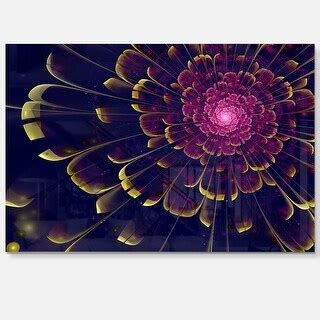 Fractal Flower With Yellow Details Floral Digital Art Glossy Metal