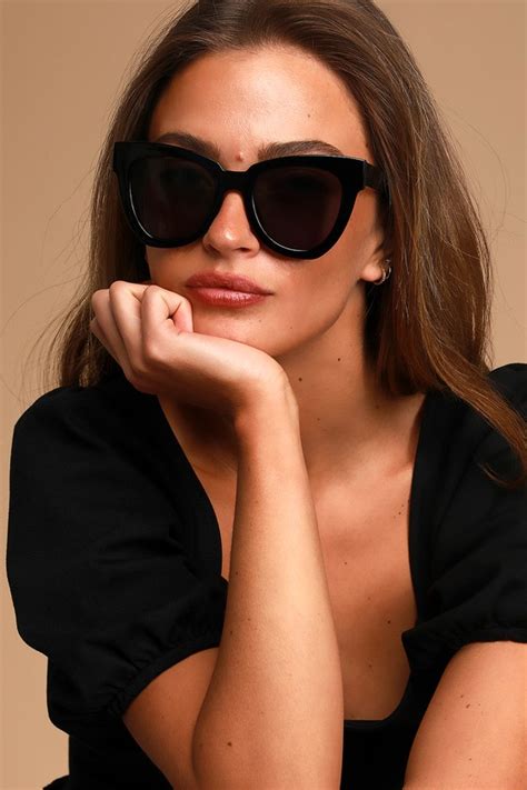 Cute Black Sunglasses Flared Sunglasses Oversized Sunnies Lulus