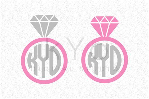 Diamond Wedding Engagement Ring Monogram Svg Dxf Cutting Files For