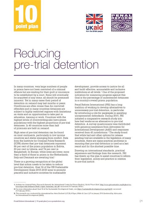 Ten Point Plan On Reducing Pre Trial Detention Penal Reform International