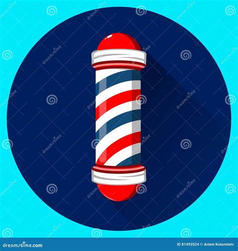 Barber Shop Pole With Red Blue And White Stripes Stock Vector