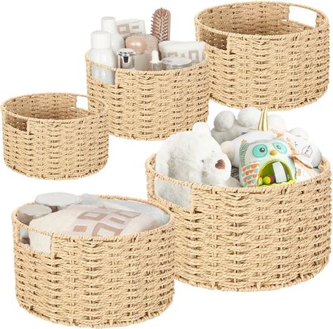 Amazon Airsnigi Round Wicker Storage Basket Hand Woven Paper Rope