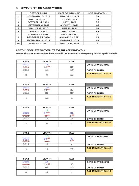 Compute Age of Month | PDF