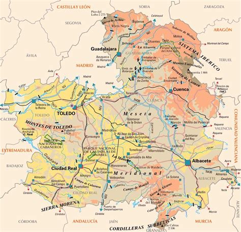 Mapa Castile La Mancha Región