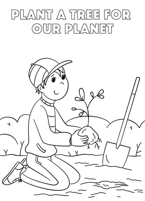 Plantar un Árbol para colorear imprimir e dibujar ColoringOnly