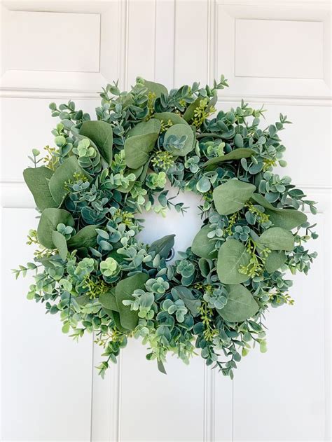 Year Round Farmhouse Frosted Seeded Eucalyptus Wreath Etsy Wreath