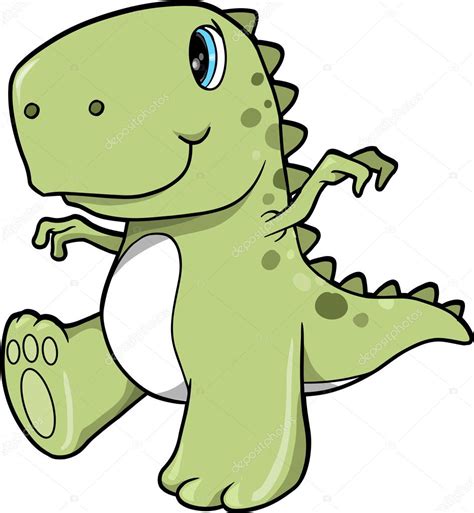 Cute Green Dinosaur T-Rex Vector Illustration Art — Stock Vector © MisterElements #8863819