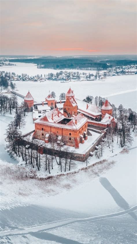 Trakai Island Castle On The Frozen Lake Galvė Wallpaper Backiee