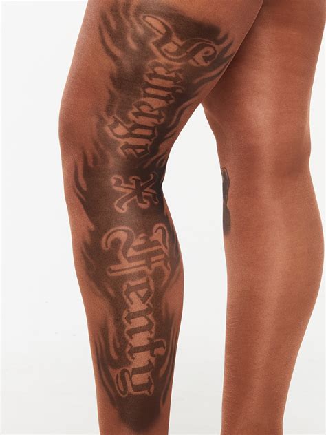 Inked Up Stay Up Thigh High Stockings In Brown Nude SAVAGE X FENTY