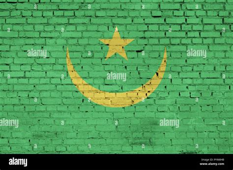 Mauritania Flag Is Painted Onto An Old Brick Wall Stock Photo Alamy