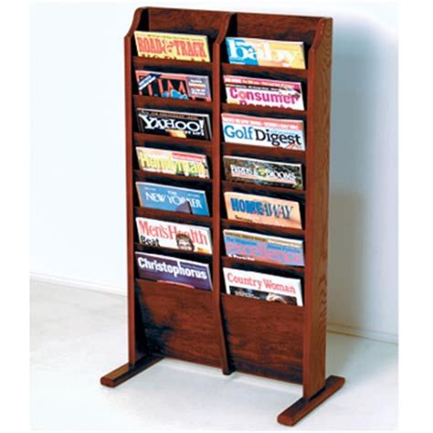 Wooden Mallet Mr14 Fsmh Cascade Free Standing 14 Pocket Magazine Rack